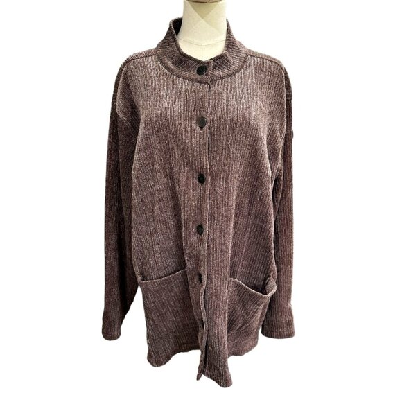 Modern Soul Brown Cardigan Plus Size 2X Jacket Sweater Button Front Pockets QVC - Picture 1 of 10